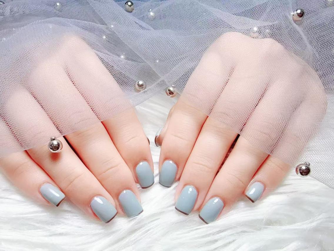 ネイル アートネイル フラッシュネイル フレンチネイル ジェルネイル ガラスフレンチ M2 BEAUTY Rikaのネイルデザイン