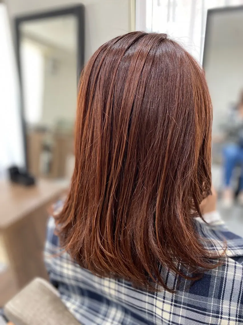 ミディアム カット ヘアカラー トリートメント へんみ みかのヘアスタイル