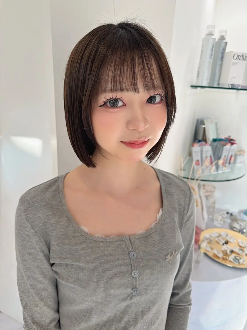 ショート カラー ボブ カット ヘアカラー SAYAKA 🍒／ボブ／暖色のヘアスタイル