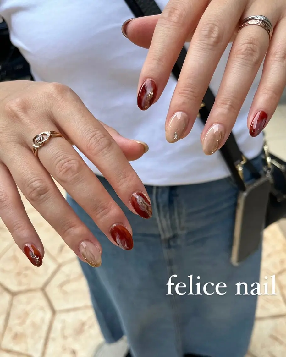 ネイル べっ甲ネイル ジェルネイル ニュアンスネイル パラジェル felice nailのネイルデザイン