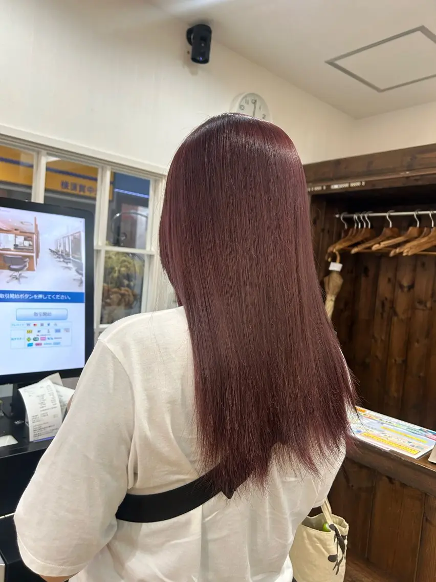 ロング カラー ボルドーカラー うる艶カラー 🌼aokiのヘアスタイル