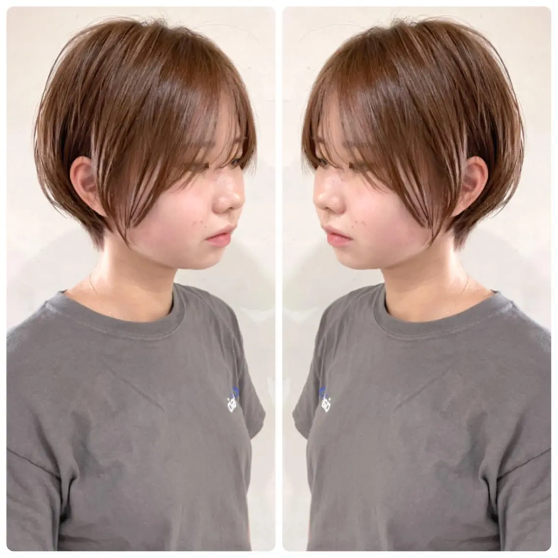 ショート カラー ショートボブ ハンサムショート 丸みショート デザインカラー ハイライトカラー カット ヘアカラー トリートメント 京都大人女性ショート 徒歩1分/秋山のヘアスタイル