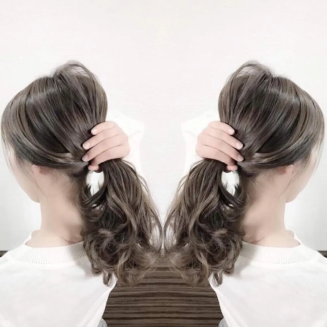 ロング カラー パーマ バレイヤージュ グレージュ レイヤーカット ✖️リーアキト LEEAKITO✖️のヘアスタイル