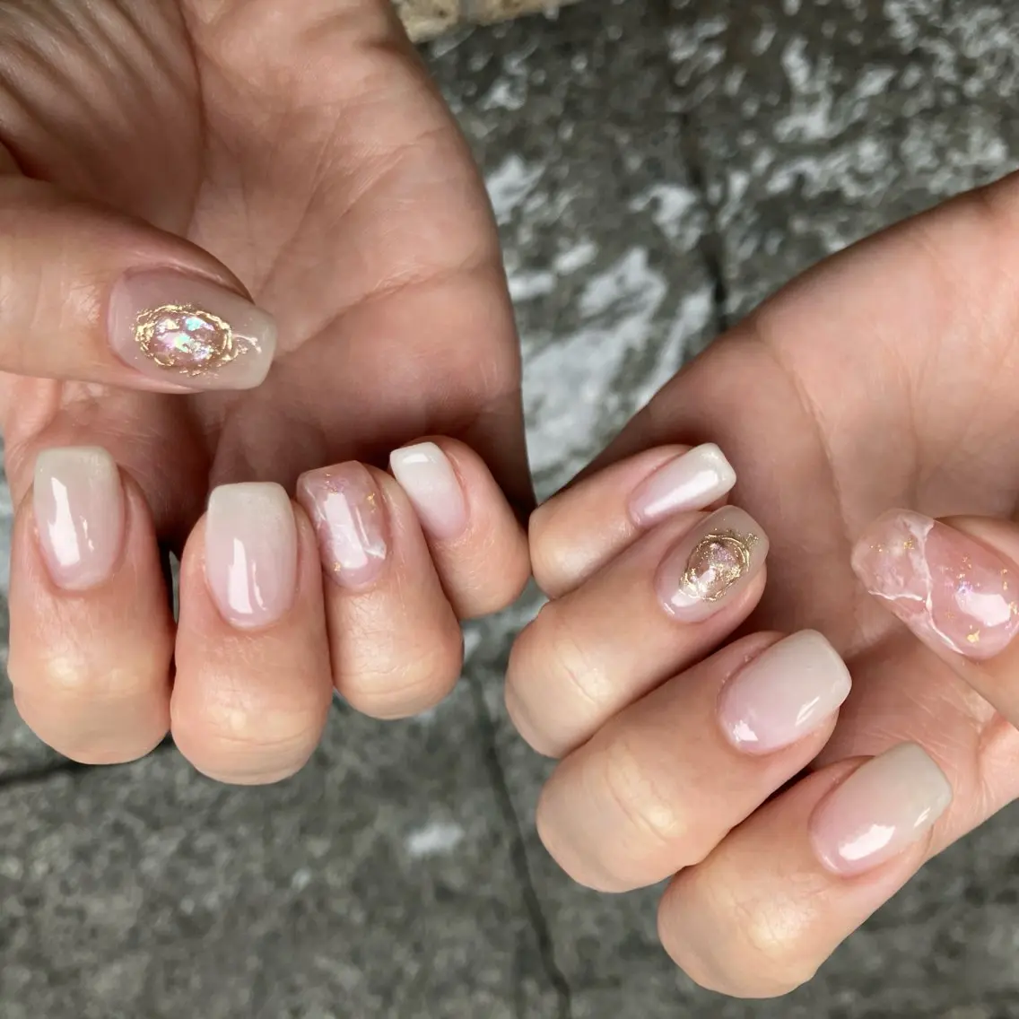 ネイル 大理石ネイル(マーブル) ニュアンスネイル ハンドネイル Noa新越谷 Makikoのネイルデザイン