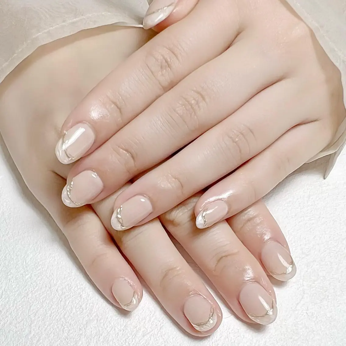 ネイル フレンチネイル ミラーネイル オフィスネイル シンプルネイル rouse nail RISATOのネイルデザイン