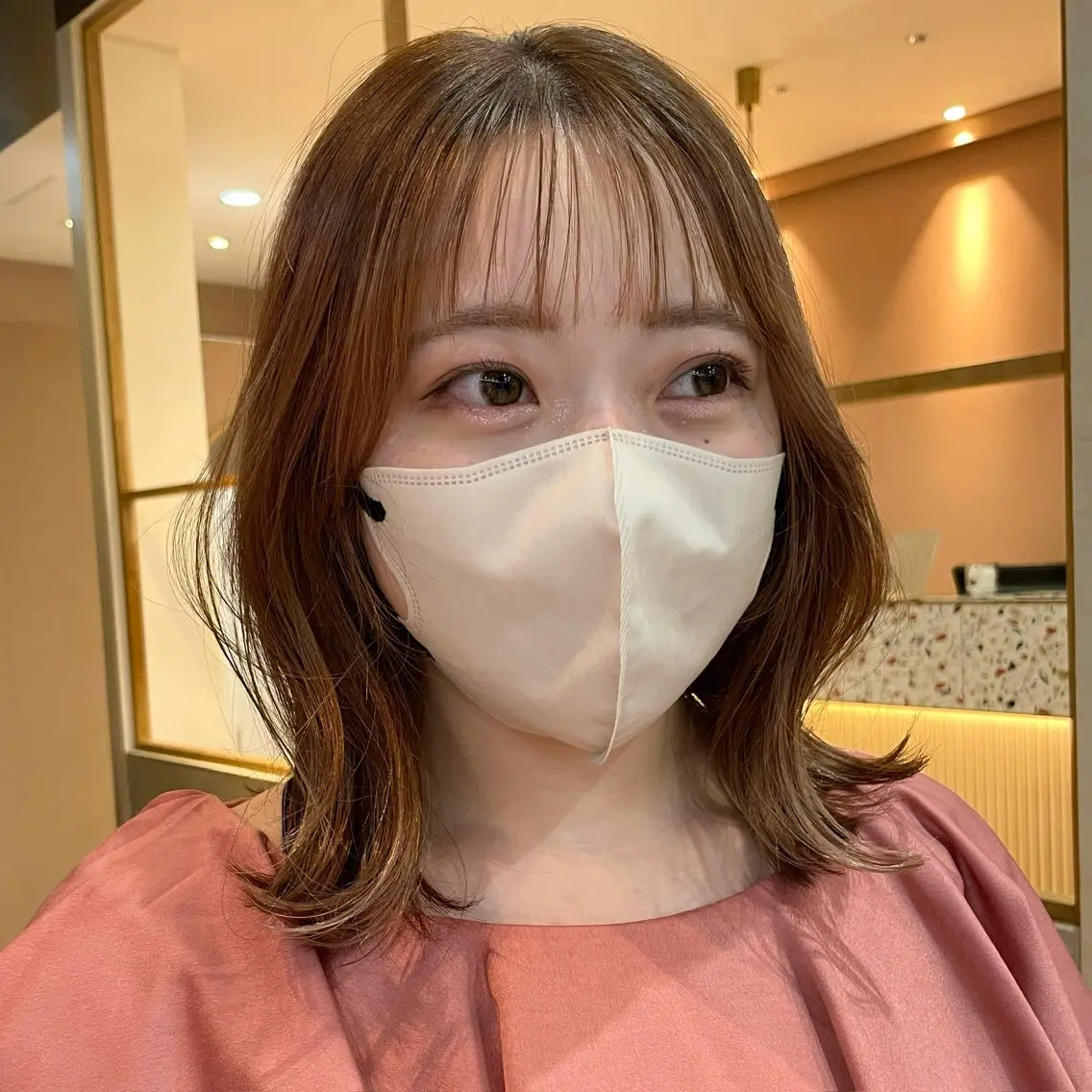 ミディアム カラー ボブ くびれヘア カット ヘアカラー トリートメント 顔まわり🥨レイヤー /透明感/水口舞奈のヘアスタイル