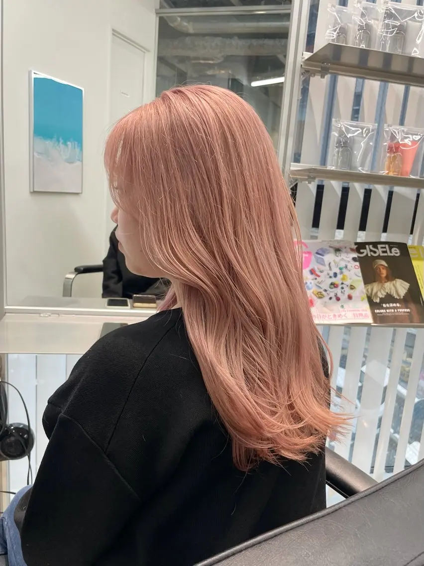 カラー ベージュカラー ブリーチ ピンクカラー ピンクベージュ ハイトーン✨ブリーチ ✨高田めぐみのヘアスタイル