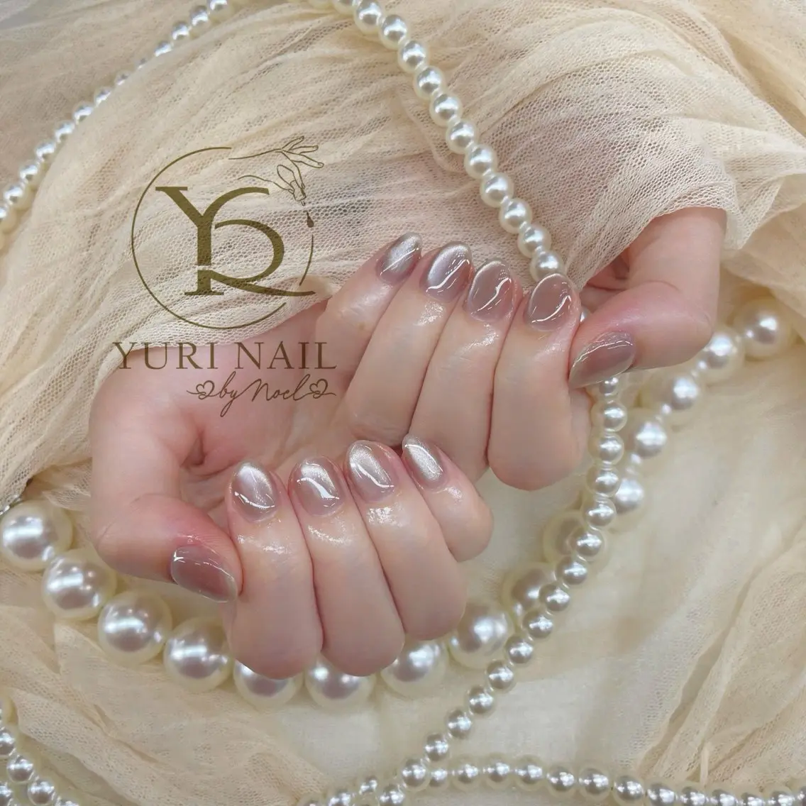 ネイル オーロラネイル ブルー チークネイル フットネイル フレンチネイル ハンドネイル フットネイル ハンドケア YURI Nail Funabashiのネイルデザイン