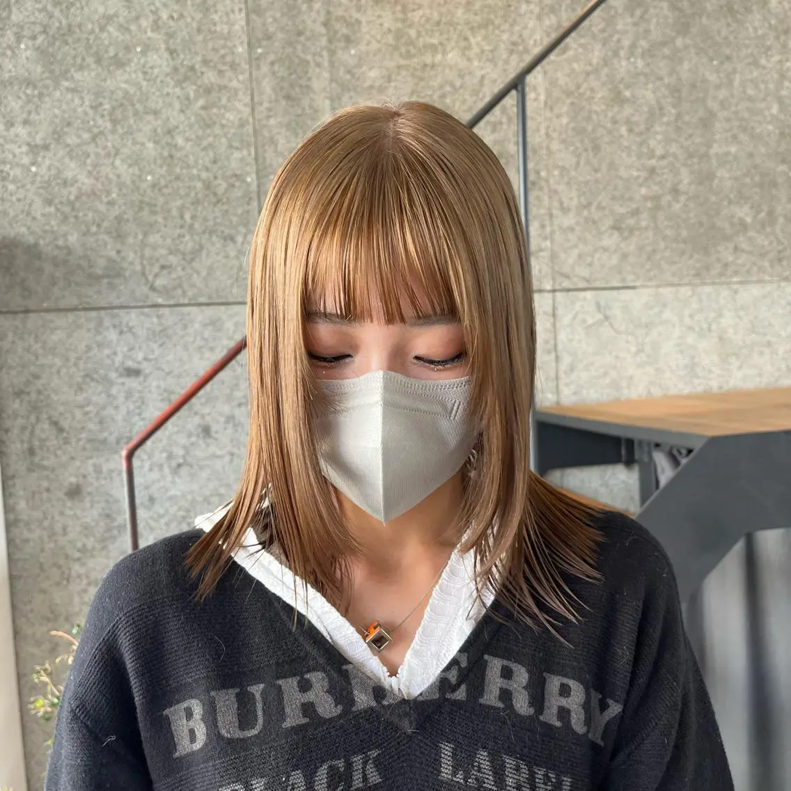 ミディアム カラー ヘアカラー トリートメント ボブ/レイヤー/ ハッシュカット/河内のヘアスタイル