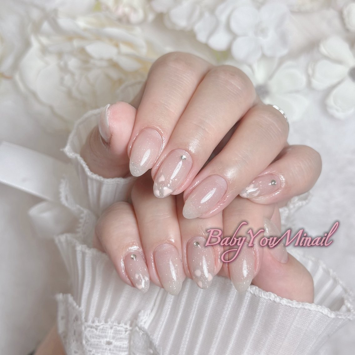 ネイル オーロラネイル チークネイル 成人式 フットネイル フレンチネイル ハンドネイル BabyYouMi nailのネイルデザイン