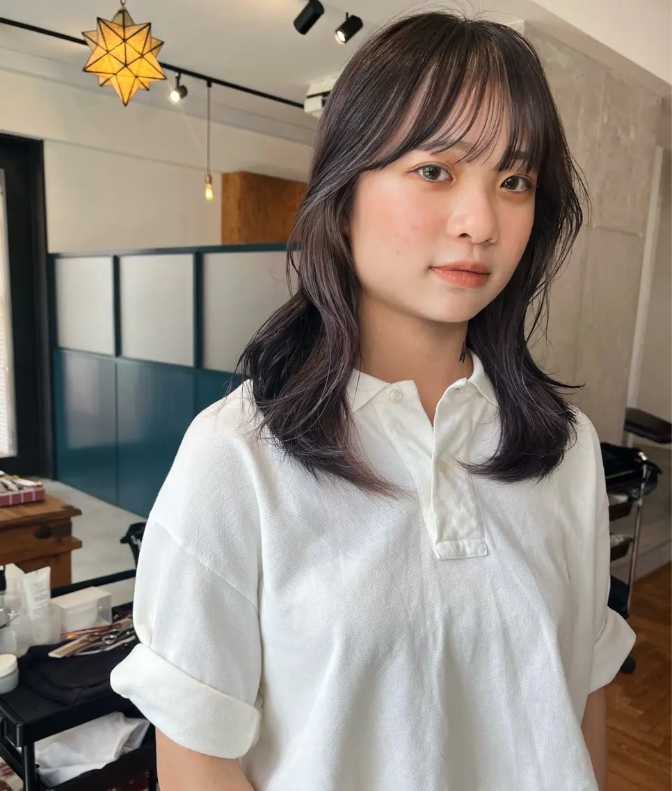 セミロング カラー イヤリングカラー 暖色/パーマ 🌼クニトウメイのヘアスタイル