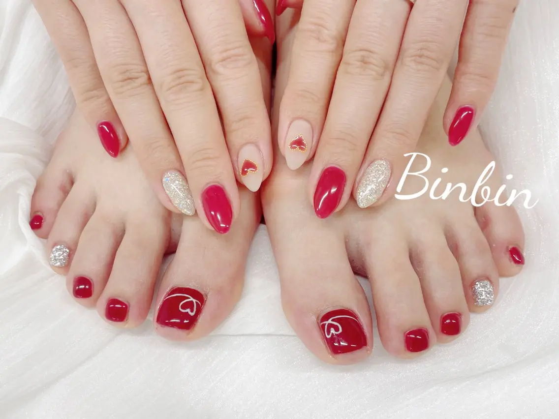 🖐️ハンド+🦶フット🎀シンプル定額デザイン🎀初回オフ無料の写真