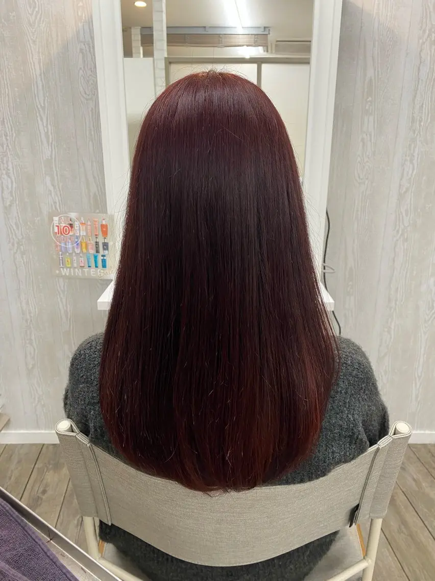 ロング カラー ブラウンカラー レッドカラー レッドブラウン THETAふじみ野 野宮のヘアスタイル