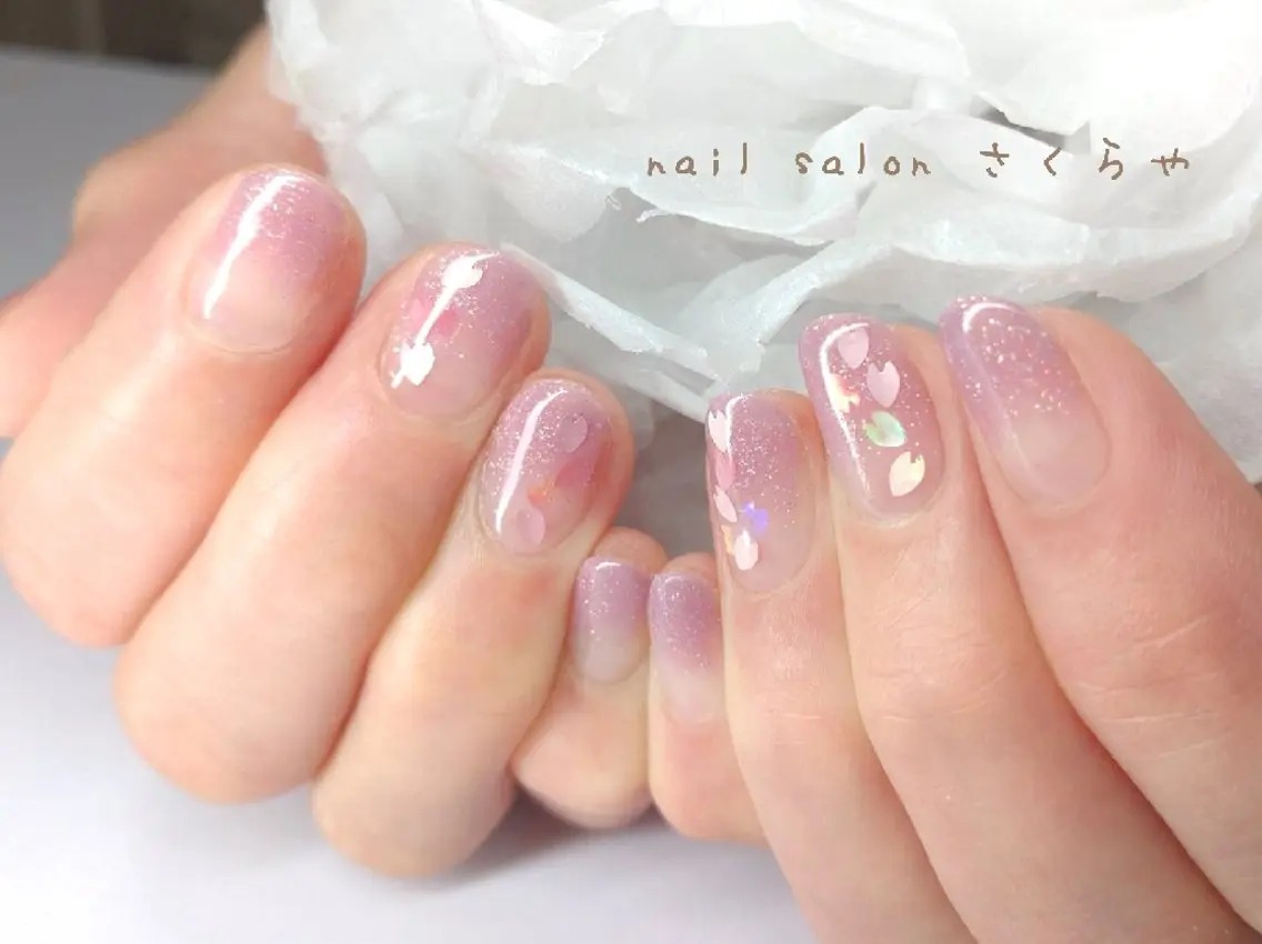 ネイル アートネイル 桜ネイル ジェルネイル パラジェル 春ネイル さくらや❤ パラジェル使用のネイルデザイン