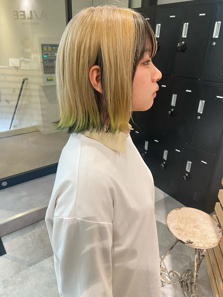 ミディアム カラー ヘアカラー トリートメント ウルフカット レイヤーカット上柿のヘアスタイル