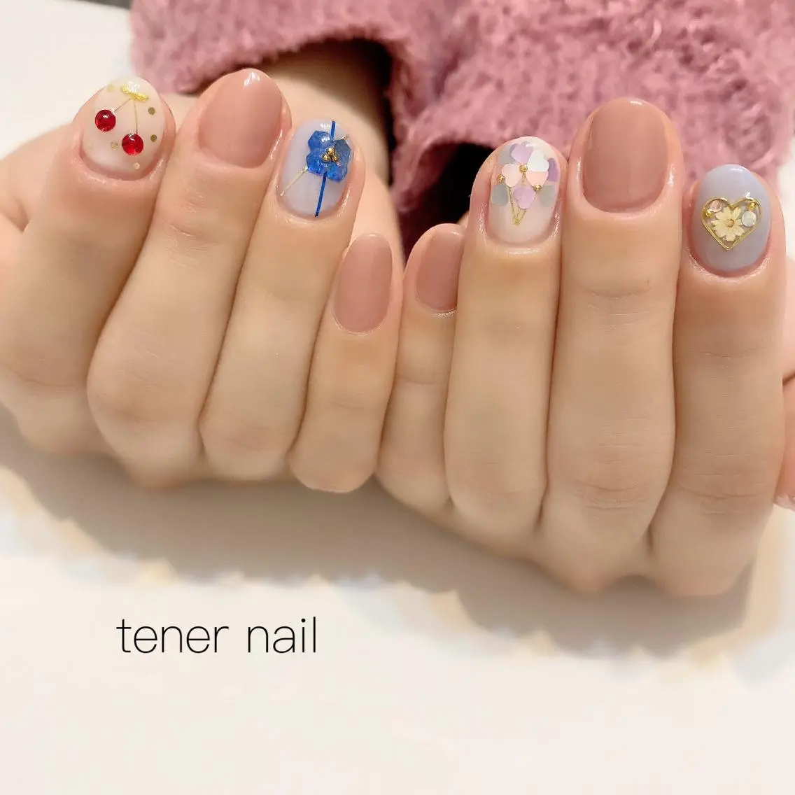 ネイル アートネイル フラワーネイル 春ネイル テネルネイル tener nailのネイルデザイン