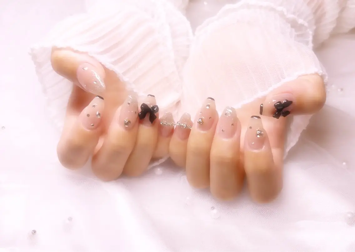 ネイル リボン ハンドネイル Nail Salon macherieのネイルデザイン