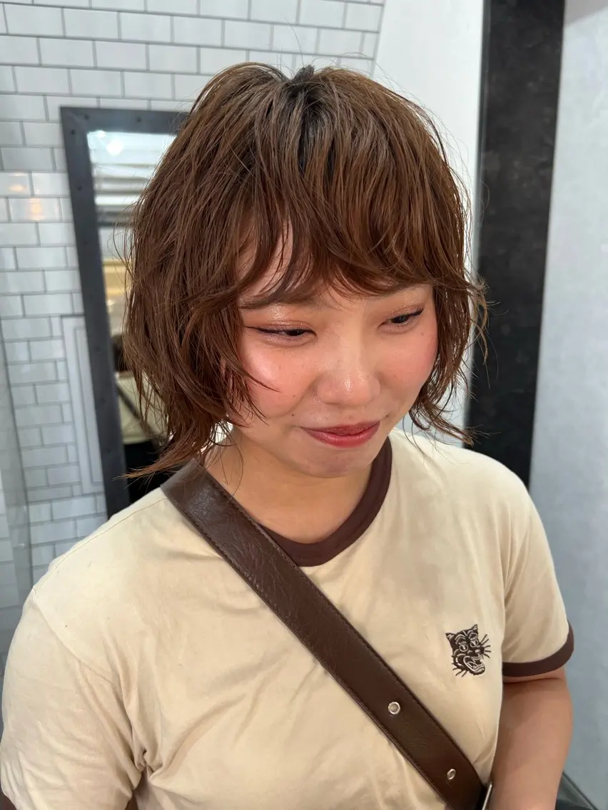 ショート カット パーマ 紙屋町ショート /ボブ　パーマ河内蓮のヘアスタイル