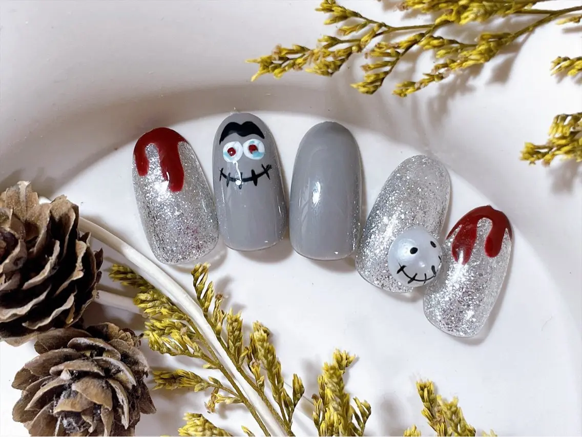 ネイル ジェルネイル ハロウィン オフィスネイル パラジェル ハンドネイル kiki nail &brow二子玉川のネイルデザイン