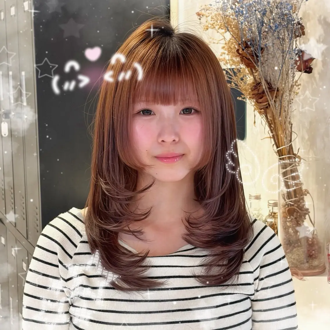 ミディアム レイヤーカット カット こっくり秋カラー 星川🌟のヘアスタイル