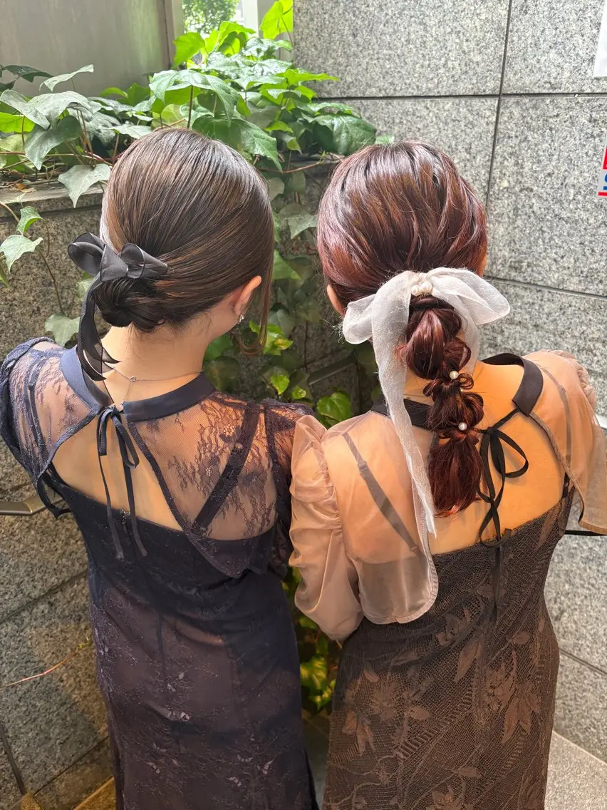 【ペアでのご来店】⭐️お呼ばれヘアセット⭐️早朝料金無料🆓2名様⚠︎前日までにご希望画像を必ずお送りくださいの写真