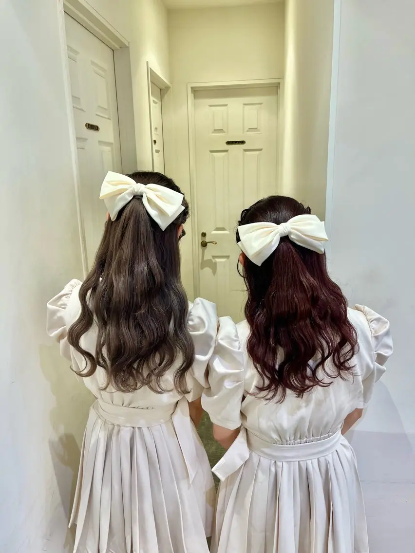 ヘアアレンジ ハーフアップ エクステ🎀 暖色カラー🎀amiのヘアスタイル