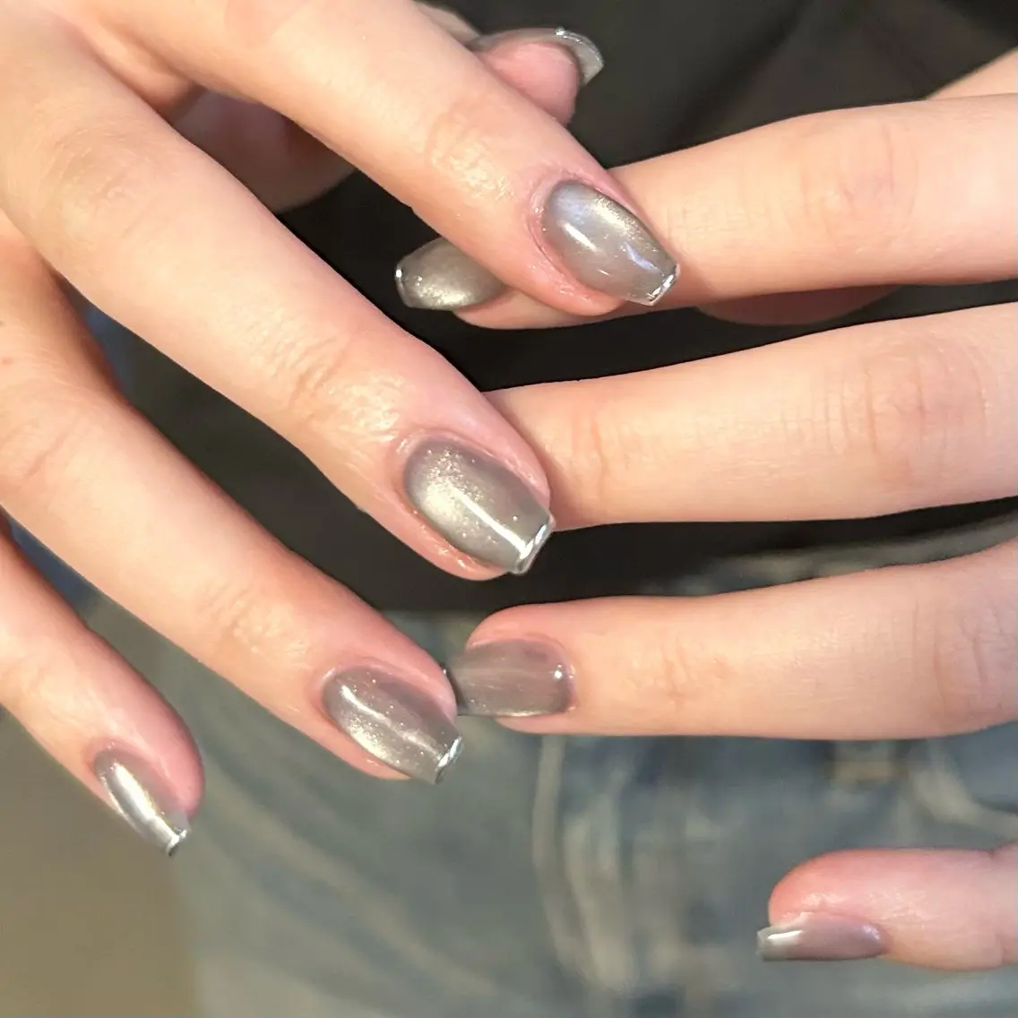 ネイル フレンチネイル マグネットネイル ミラーネイル shine'an fuka🌿🫧のネイルデザイン