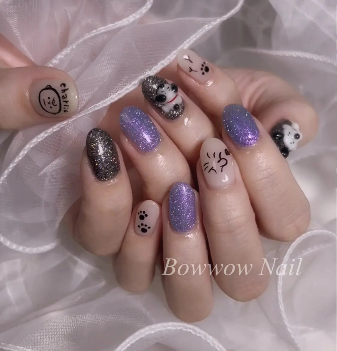 ネイル アートネイル 冬ネイル Bow wow Nail さや🧸のネイルデザイン