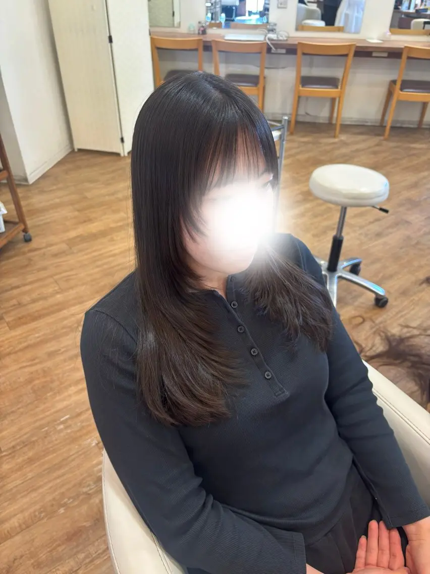 ロング 顔周りカット ハイレイヤー レイヤーカット カット 工藤 璃乃 /ぱつっとボブのヘアスタイル