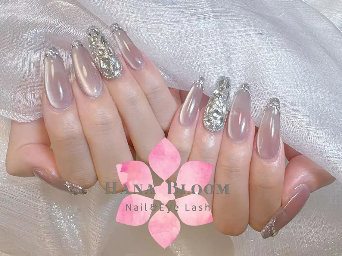 ネイル 長さ出し フットネイル 韓国ネイル マグネットネイル 持ち込み ハンドネイル ハンドケア Hana Bloom Nail Salonのネイルデザイン