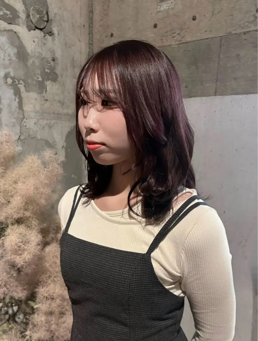 セミロング カラー ブラウンカラー ピンクカラー ヘアカラー 【sica】 チナのヘアスタイル
