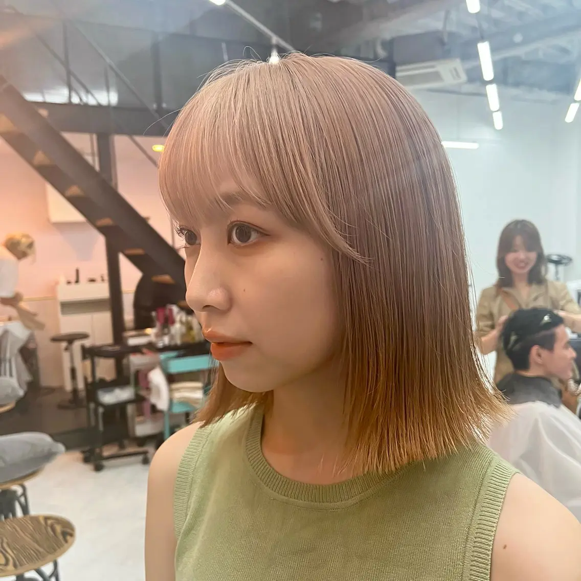 セミロング カラー ヘアカラー トリートメント ボブ/レイヤー/ ハッシュカット/河内のヘアスタイル
