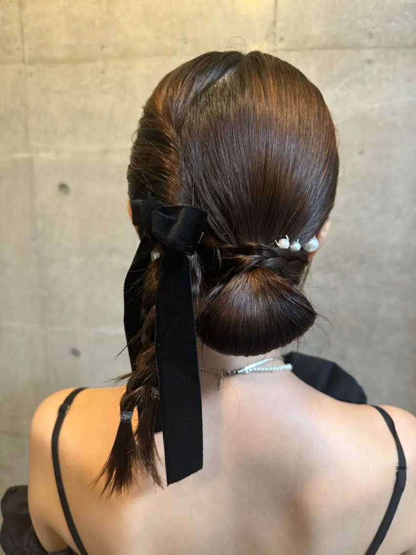 セミロング ヘアアレンジ 結婚式・ブライダル 6/29まで 💐🤍理保のヘアスタイル