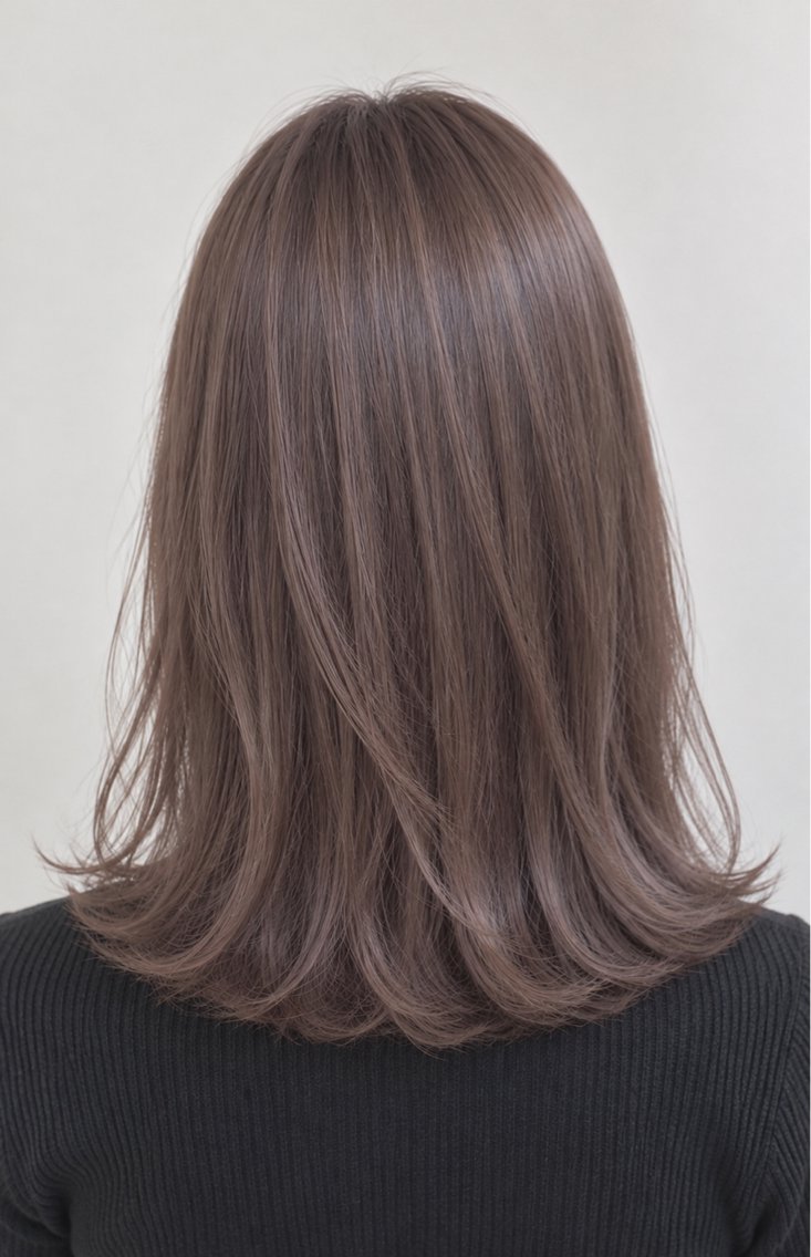 ミディアム アッシュ 半田 百香のヘアスタイル