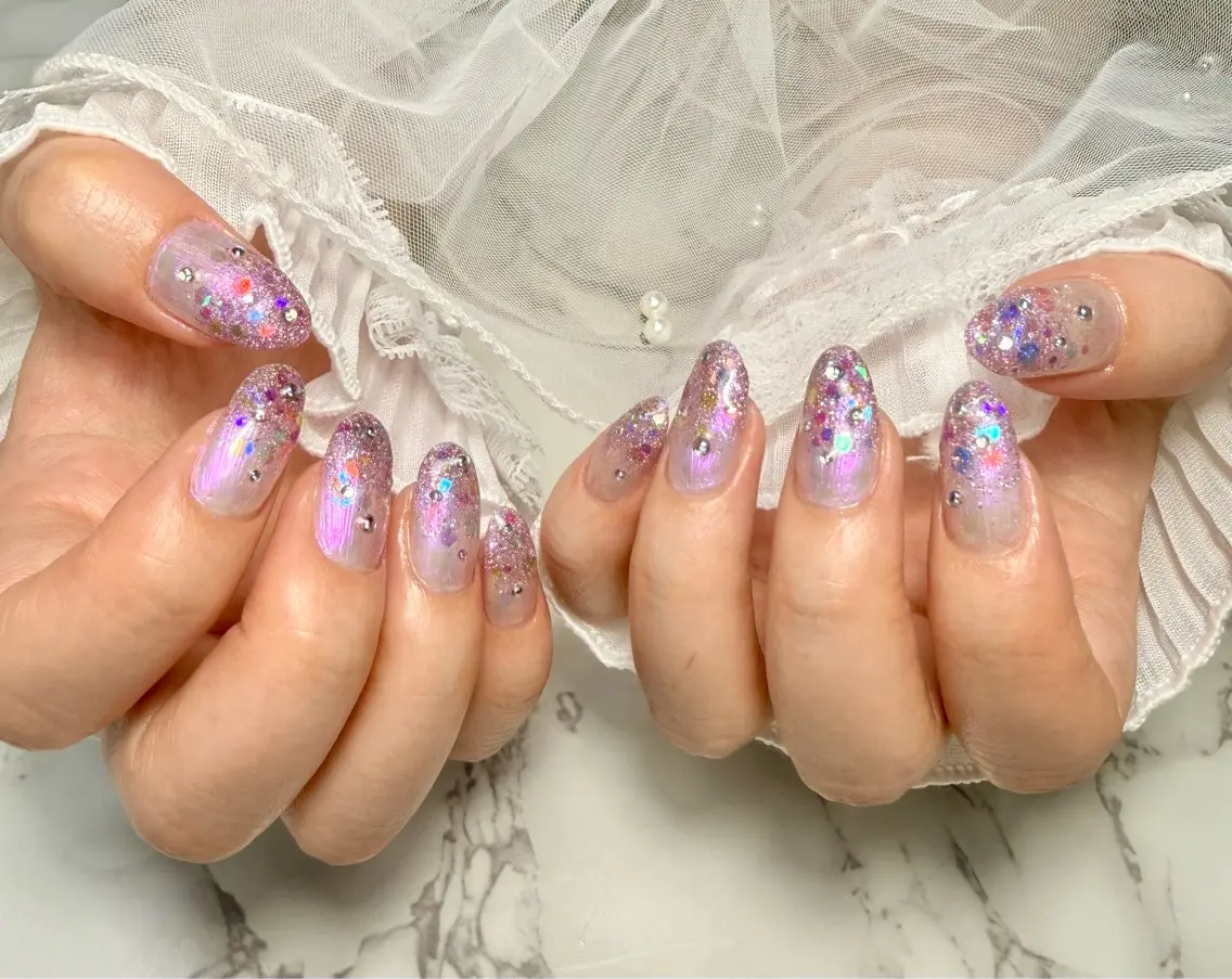 ネイル アートネイル チークネイル フラッシュネイル フラッシュマグ フレンチネイル Mai’s nailのネイルデザイン