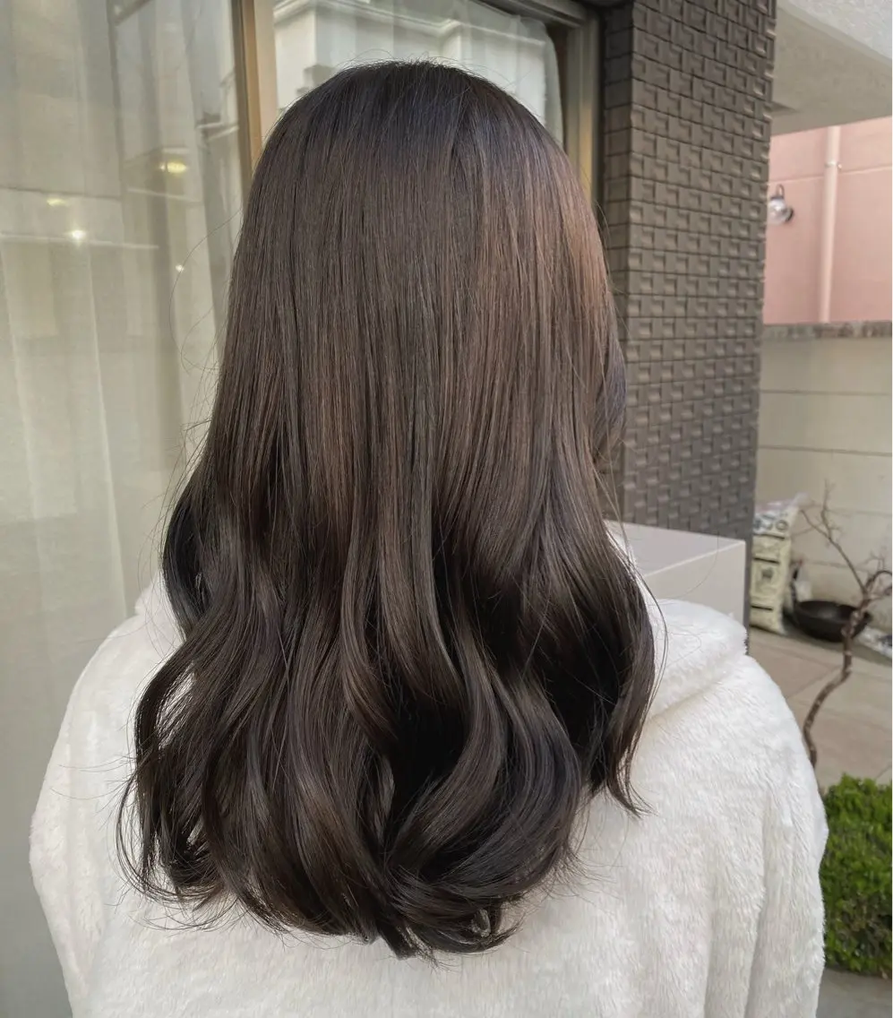 セミロング カラー グレージュ オリーブグレージュ オリーブグレー カット ヘアカラー ヘッドスパ グレージュ/レイヤー /韓国ヘア/RISAのヘアスタイル