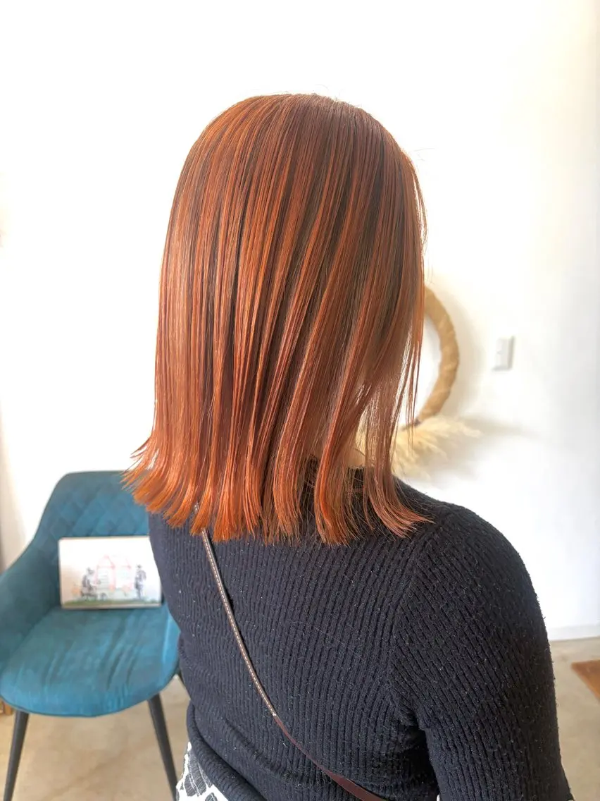 ミディアム カラー バレイヤージュ レイヤーカット カット ヘアカラー anjii リンのヘアスタイル