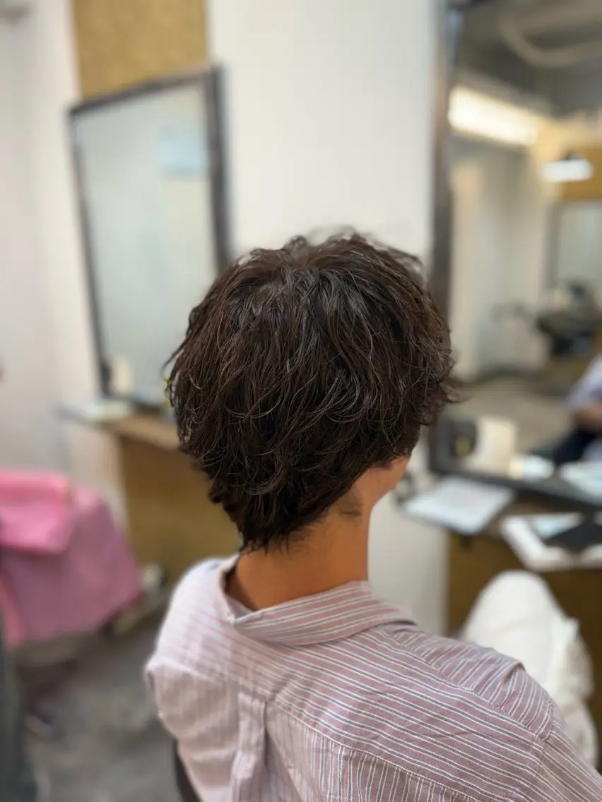 ミディアム パーマ メンズ メンズカットモデル 募集🚹✨荒井雛子のヘアスタイル