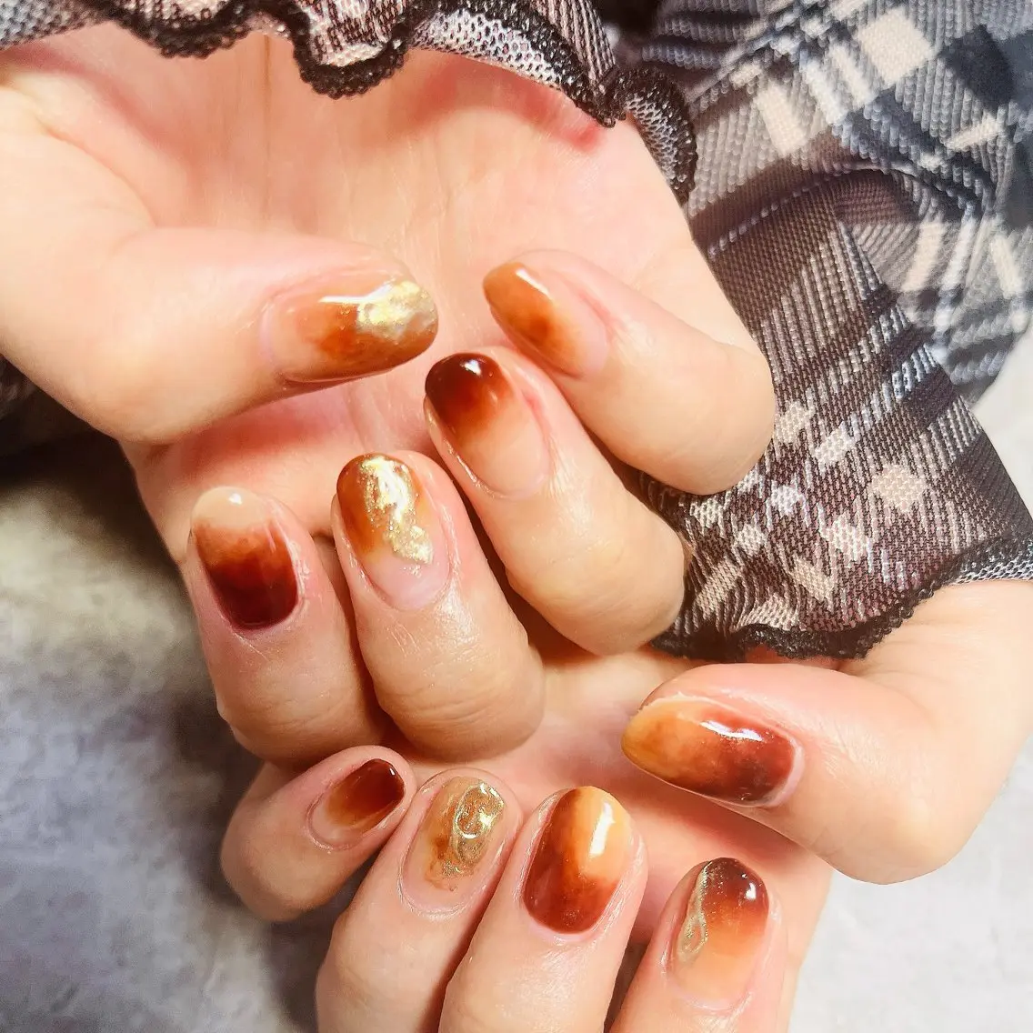 ネイル ブラウン ベテランネイル cnc nailのネイルデザイン
