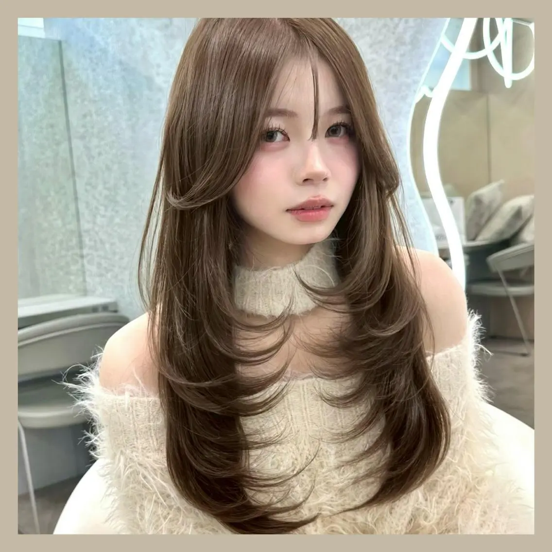 ロング カラー ブリーチ ダブルカラー ブリーチなしカラー 顔まわりレイヤー 髪質改善 カット ヘアカラー トリートメント GLROW 大宮のヘアスタイル