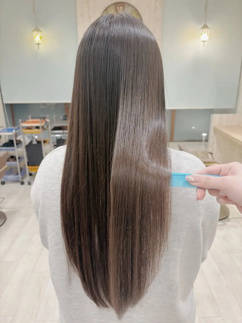 ロング カット 縮毛矯正 U24✨️0円モデル 🎀藤村音寧🎀のヘアスタイル