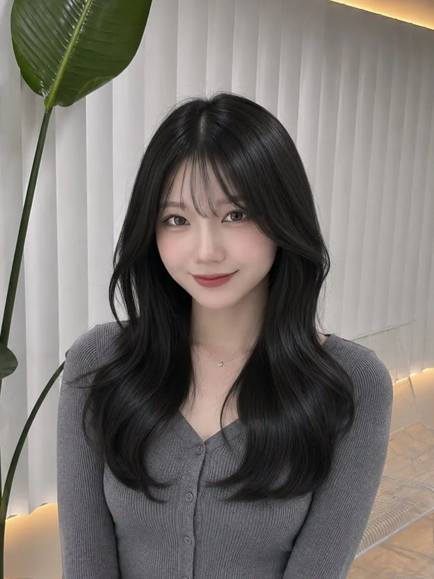 ミディアム カラー 黒髪 ヘアカラー トリートメント ラベンダー💜グレー 🩶ミント🩵のヘアスタイル
