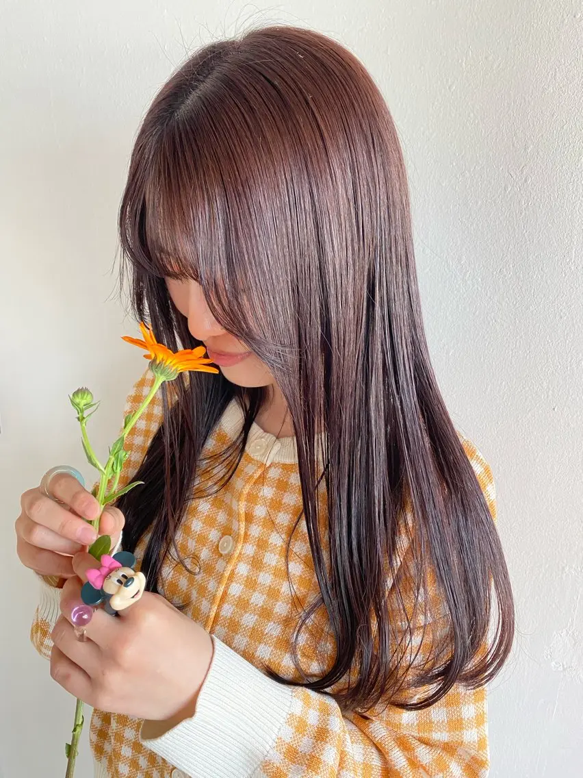 ロング カラー ピンクカラー ピンクパープル パープルカラー カット ヘアカラー 安藤 結花のヘアスタイル