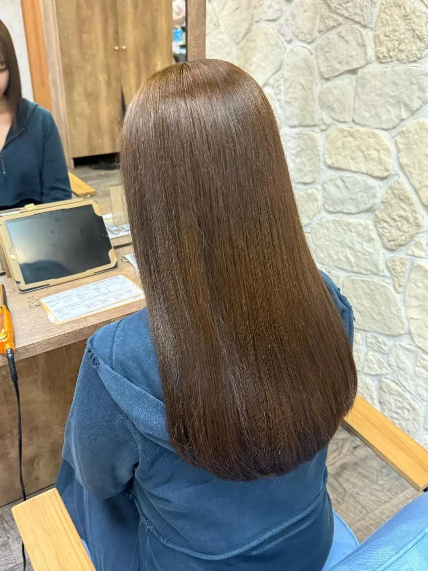 ロング カラー ベージュカラー オリーブベージュ ヘアカラー トリートメント 🍒暖色🍒髪質 改善_yura🐰のヘアスタイル