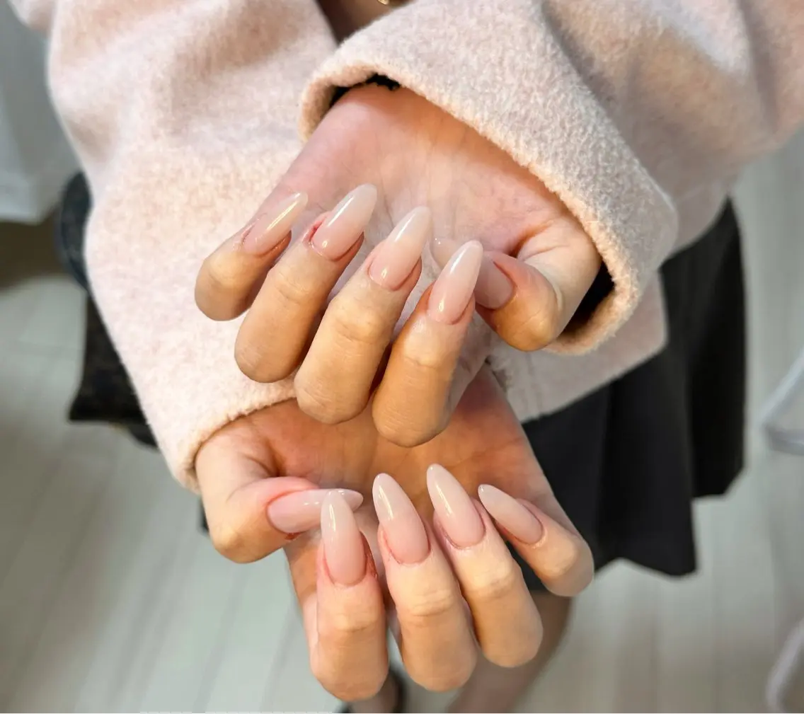 ネイル アートネイル オーロラネイル チークネイル フレンチネイル ガラスフレンチ ハンドネイル 🎀🎀YooLi Nail Salonのネイルデザイン
