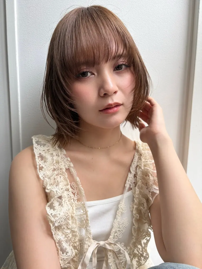 ミディアム ヘアカラー 🌿美髪矯正/ 透明感カラー/ルキのヘアスタイル