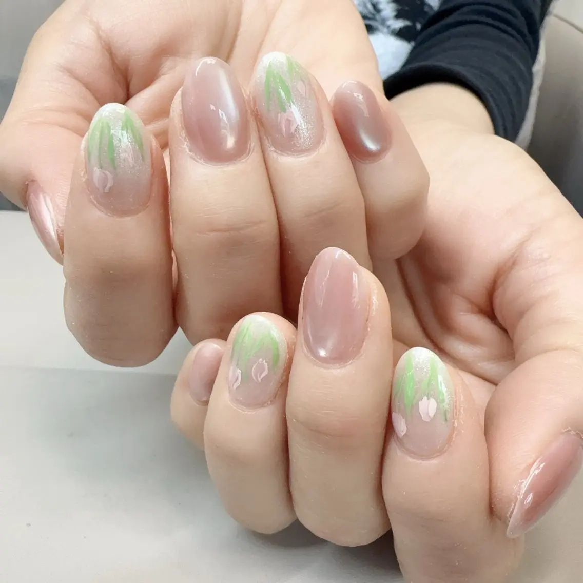 ネイル アニマル柄 べっ甲ネイル ブラウン ジェルネイル グリーン Rika  nail cocoのネイルデザイン
