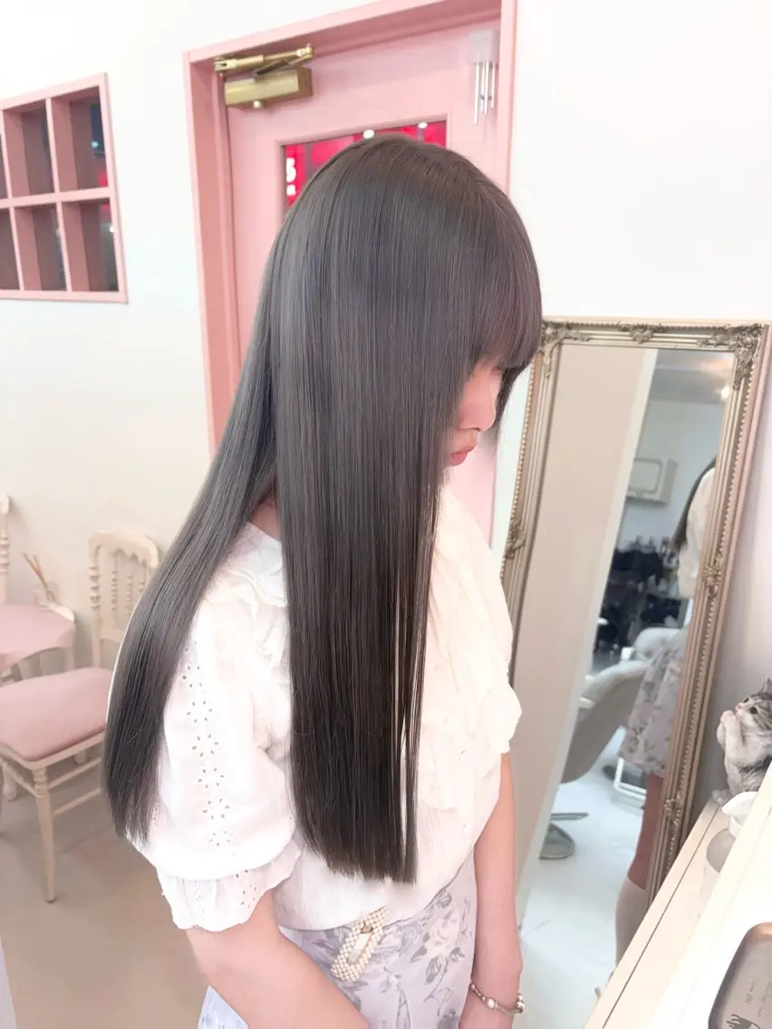 ロング カラー カット ヘアカラー トリートメント 韓国ヘア🎀マイカ| 新大久保のヘアスタイル