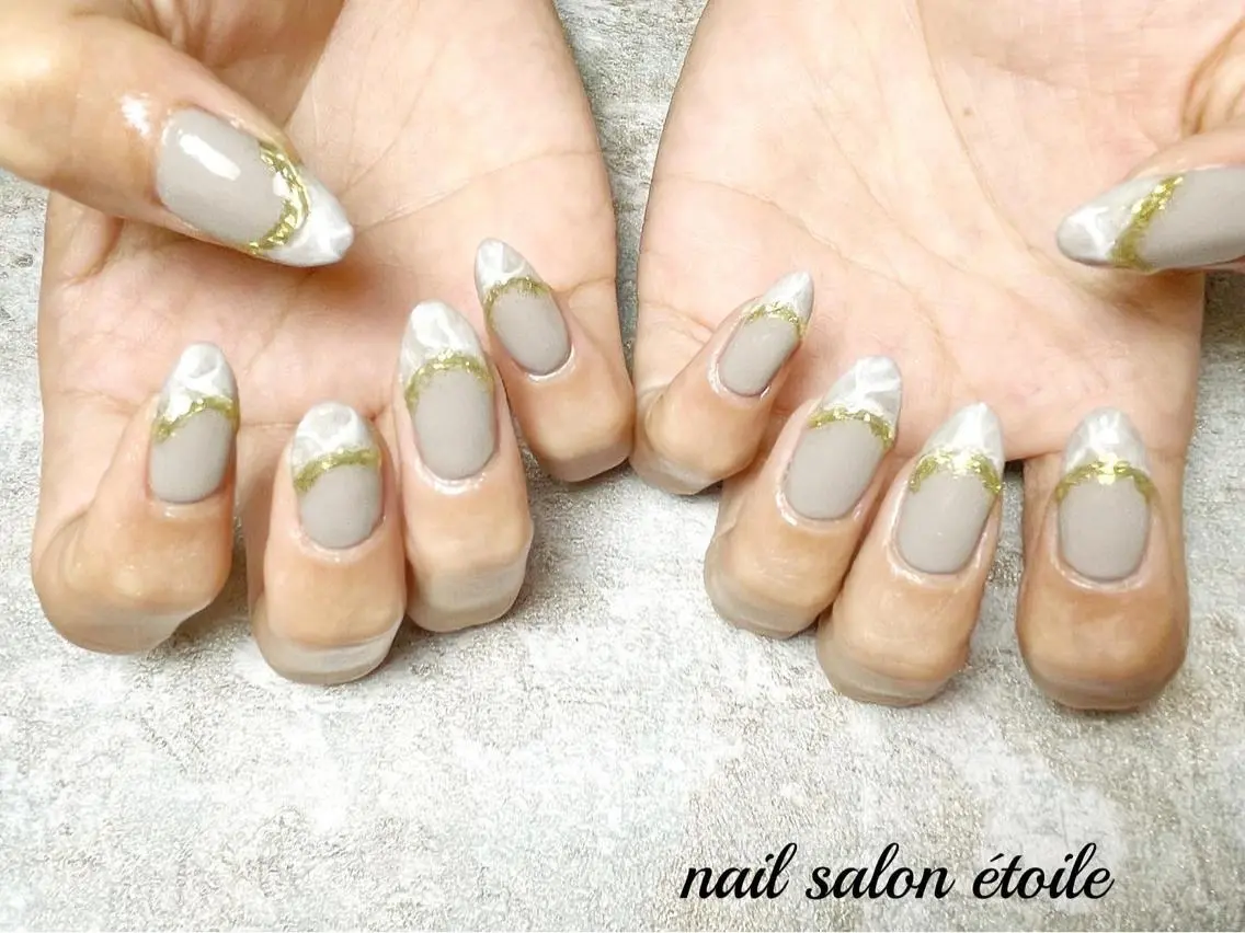 ネイル アートネイル フレンチネイル ジェルネイル ロングネイル 大理石ネイル(マーブル) ハンドネイル nail salon étoileのネイルデザイン