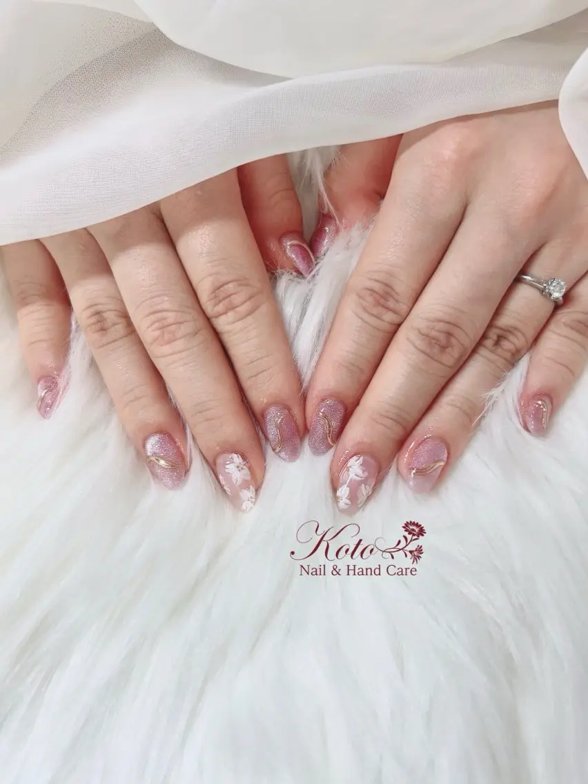 ネイル 長さ出し ジェルネイル 持ち込み ニュアンスネイル 赤色 ハンドネイル Nail Salon KOTOのネイルデザイン